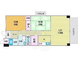 レジェロ住之江 2LDKの間取図画像