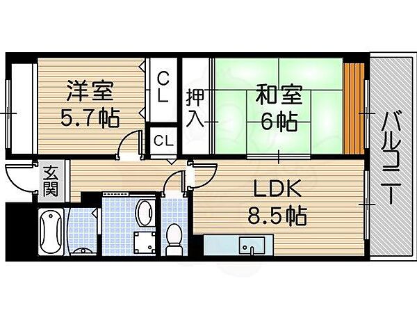 アフィニティ東難波 ｜兵庫県尼崎市東難波町５丁目(賃貸マンション2LDK・2階・51.00㎡)の写真 その2