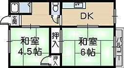マサゴハイツ2 2DKの間取図画像