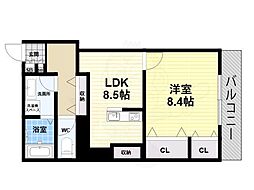 コンフォート武庫川 1LDKの間取図画像