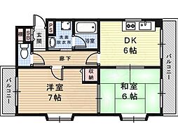 フラミニアコート1 2DKの間取図画像