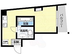 朝日プラザアペックスコート西難波 ワンルームの間取図画像