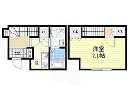 あんしん+稲葉荘 1DKの間取図画像
