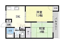 ビューハイツ 2DKの間取図画像