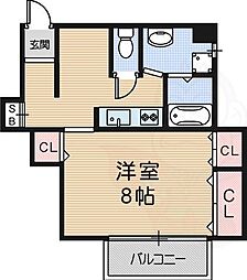 ドムール尼崎 1Kの間取図画像
