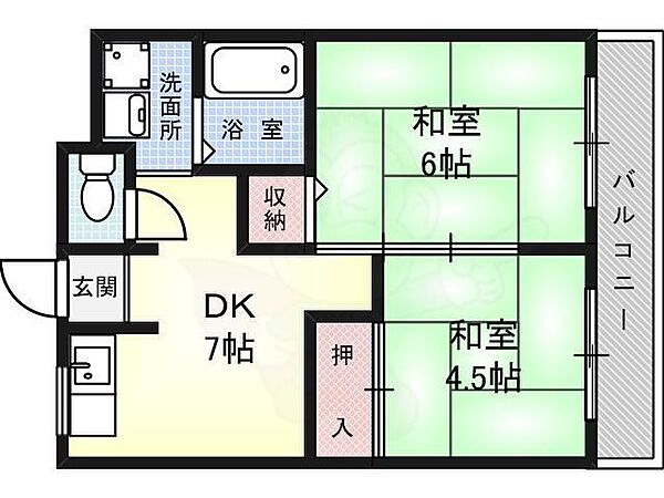 大阪府堺市中区東山(賃貸マンション2DK・3階・34.00㎡)の写真 その2