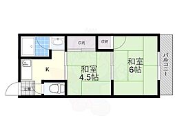 太陽マンション 2Kの間取図画像