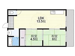 シャトー川庄 2LDKの間取図画像