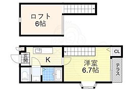 Osaka Metro御堂筋線 新金岡駅 徒歩12分の賃貸アパート 1階1Kの間取り