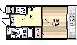 JR阪和線 津久野駅 徒歩16分の賃貸マンション 2階1Kの間取り