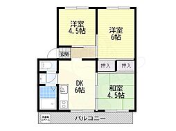 シティハイツ岸和田 3DKの間取図画像