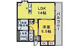 Moderno 1LDKの間取図画像