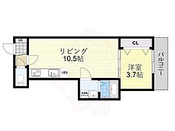 エフスタイル浜寺石津町西3号館 1LDKの間取図画像