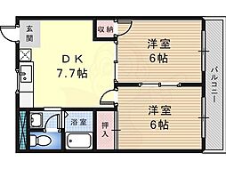 金岡コーポラス 2LDKの間取図画像