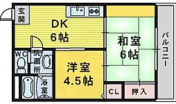 大浜TKハイツ 2DKの間取図画像