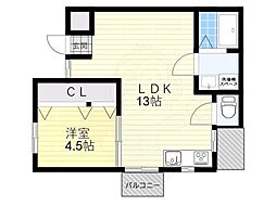 エイトビル 1LDKの間取図画像