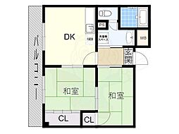 アベニール堺駅前 2DKの間取図画像