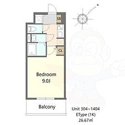 S-RESIDENCE堺altklas 1Kの間取図画像