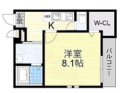 フジパレス湊1番館 1Kの間取図画像