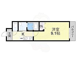 フジパレス湊1番館 1Kの間取図画像