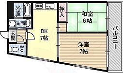 B.L.D.萩 2DKの間取図画像