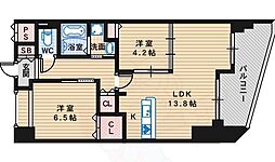 シュワーブ三国ヶ丘 2LDKの間取図画像