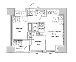 ザ・パークハビオ人形町レジデンス 909 ｜ 東京都中央区日本橋久松町2-12（賃貸マンション2LDK・9階・52.37㎡） その2