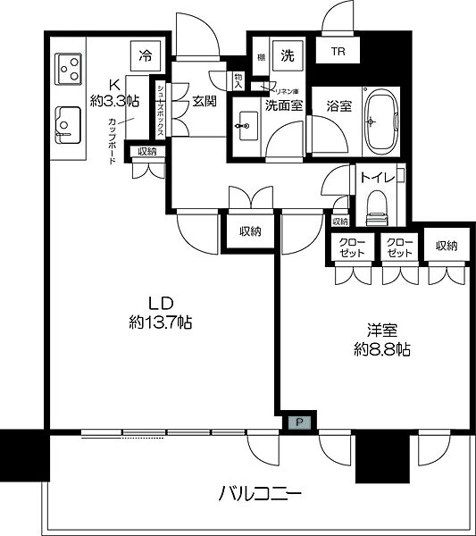 パークコート浜離宮ザ・タワー 3709｜東京都港区浜松町１丁目(賃貸マンション1LDK・37階・61.16㎡)の写真 その2