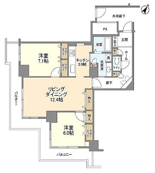 トルナーレ日本橋浜町 1610｜東京都中央区日本橋浜町３丁目(賃貸マンション2LDK・16階・79.62㎡)の写真 その2