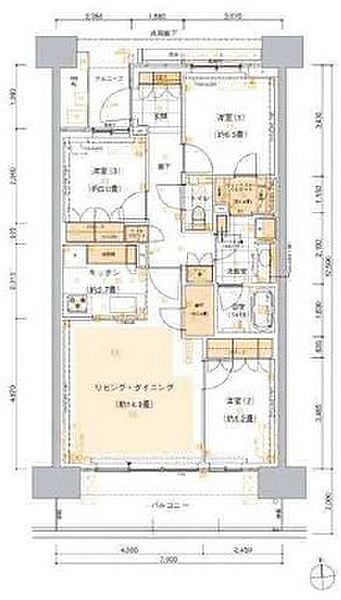 晴海フラッグ サンビレッジ E棟（HARUMI FLAG） 704｜東京都中央区晴海５丁目(賃貸マンション3LDK・7階・82.84㎡)の写真 その1