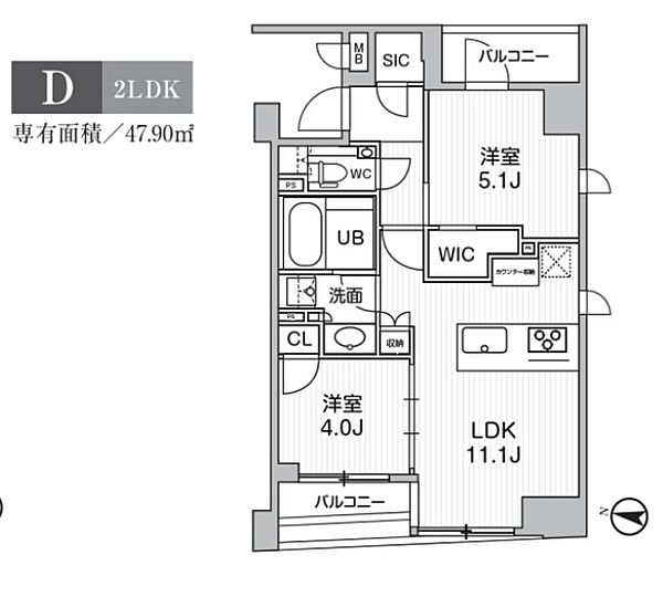 シーズンフラッツ日本橋人形町プレミア 204｜東京都中央区日本橋堀留町１丁目(賃貸マンション2LDK・2階・47.90㎡)の写真 その2