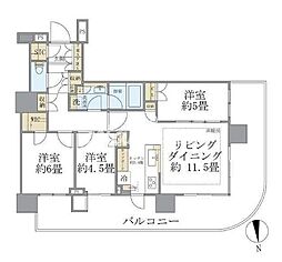 晴海フラッグ パークビレッジ T棟（HARUMI FLAG） 12階3LDKの間取り