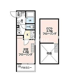 グランクオール潮見 3階1Kの間取り