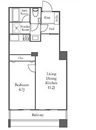 リバーシティ21イーストタワーズ10号棟 14階1LDKの間取り