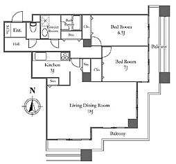 リバーシティ21イーストタワーズ10号棟 6階2LDKの間取り
