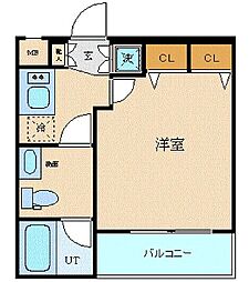 プレール・ドゥーク月島 1Kの間取図画像