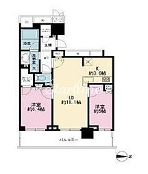 ザ・パークハウス晴海タワーズティアロレジデンス 2LDKの間取図画像