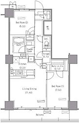 パークアクシス豊洲 2LDKの間取図画像