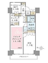 Brilliaist東雲キャナルコート 1SLDKの間取図画像