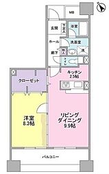 UR都市機構アーバンライフ月島駅前イースト 1LDKの間取図画像