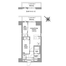 コンフォリア・リヴ豊洲キャナル 2LDKの間取図画像