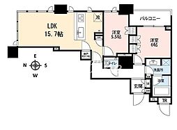 ドゥ・トゥールEAST棟 2LDKの間取図画像