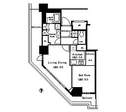 キャナルスクウェア豊洲 1LDKの間取図画像