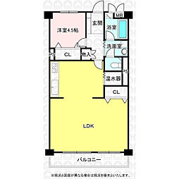 スカイマンションA 1LDKの間取図画像