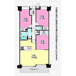 アイディーコート川越南 3LDKの間取図画像