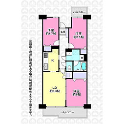ガーデンシティ狭山1号館 3LDKの間取図画像