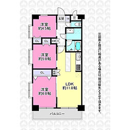 ライオンズマンション若葉 3LDKの間取図画像