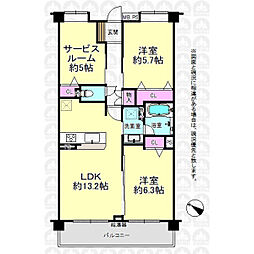 グーディッシュ久米川 2SLDKの間取図画像
