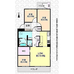 西国分寺史跡通り住宅4号棟 3LDKの間取り