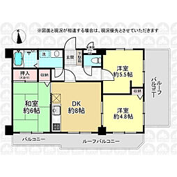 ライオンズマンション武蔵野 3DKの間取図画像